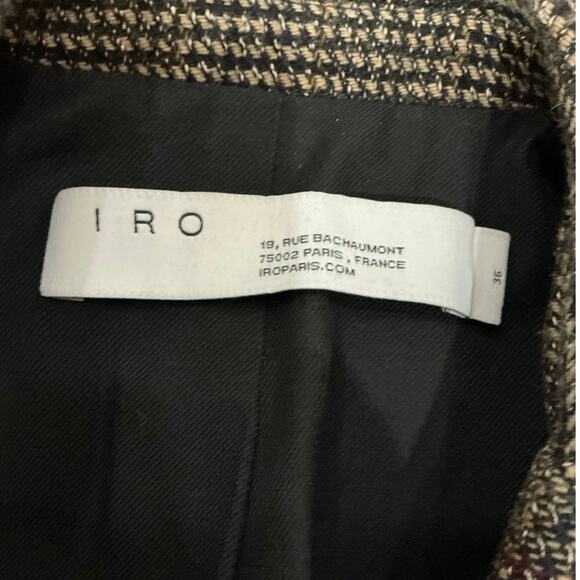 IRO Houli Plaid Tweed Blazer Jacket Brown FR 36 US 4 Oversized Wool Check - Picture 11 of 13
